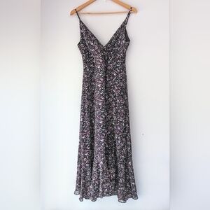 Adored Vintage Black Floral Sleeveless V-neck Dress- Edit by Nine